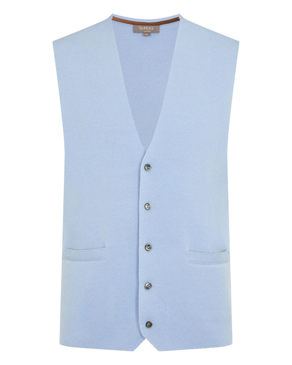 N.Peal Men's Chelsea Cashmere Waistcoat Sea Mist Blue