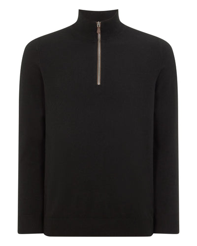 N.Peal Men's Carnaby Half Zip Cashmere Jumper Black