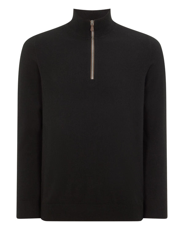 N.Peal Men's Carnaby Half Zip Cashmere Jumper Black