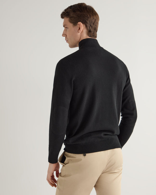 N.Peal Men's Carnaby Half Zip Cashmere Jumper Black