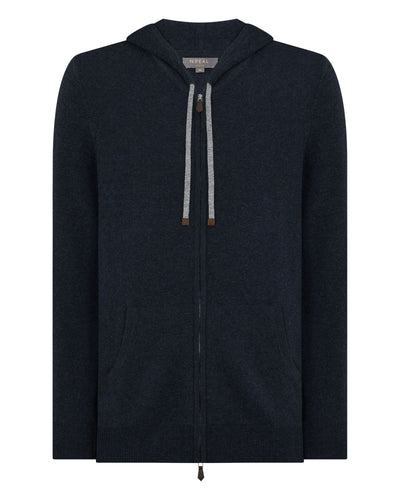 N.Peal Men's Ladbroke Cashmere Hoodie Indigo Blue