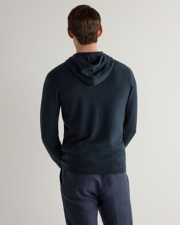 N.Peal Men's Ladbroke Cashmere Hoodie Indigo Blue