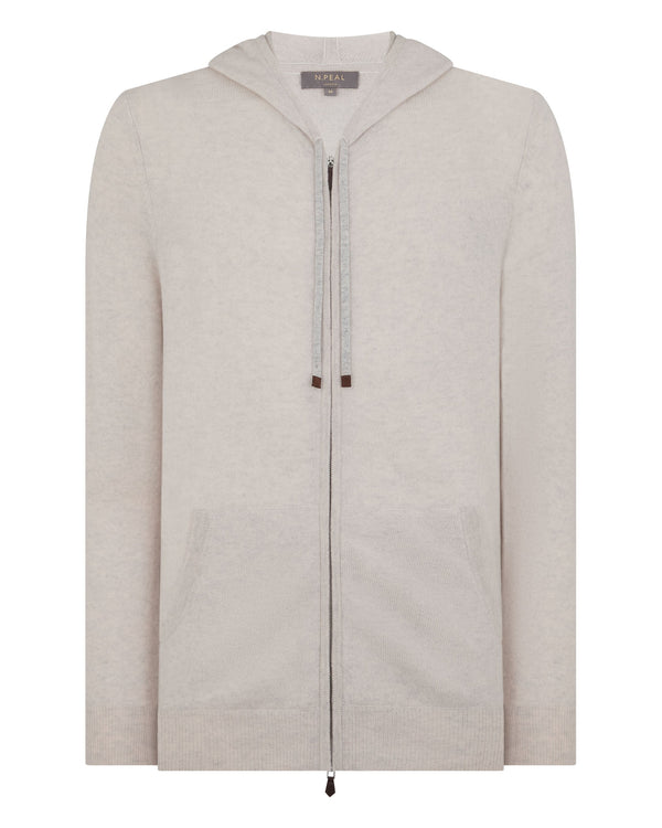 N.Peal Men's Ladbroke Cashmere Hoodie Pebble Grey