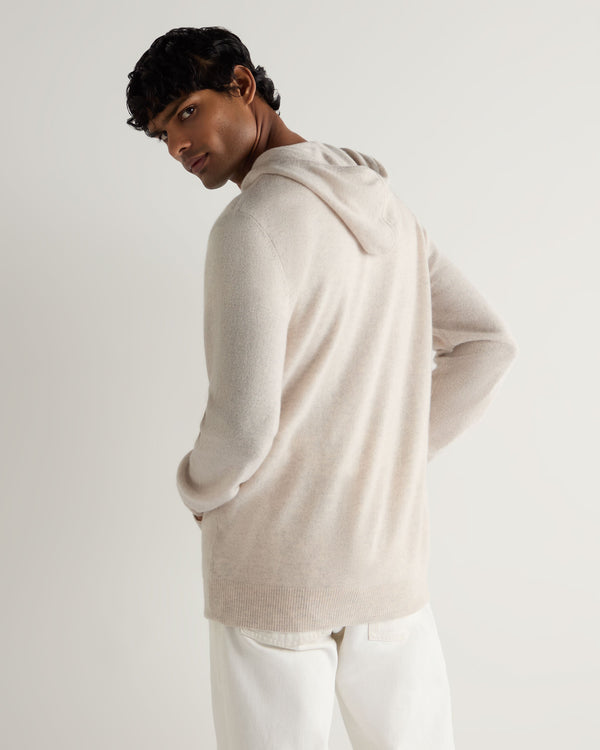 N.Peal Men's Ladbroke Cashmere Hoodie Pebble Grey