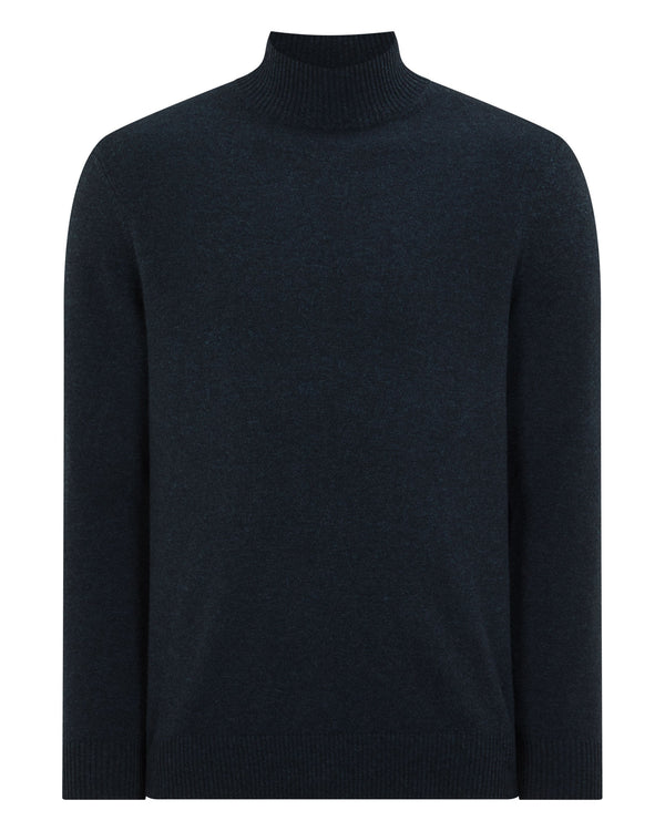 N.Peal Men's Mayfair Turtle Neck Cashmere Jumper Indigo Blue