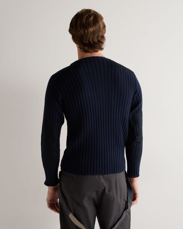 N.Peal 007 Ribbed Army Sweater Navy Blue