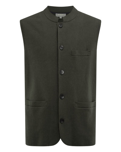 N.Peal Men's Penzance Cotton Cashmere Gilet Arabica Khaki Green