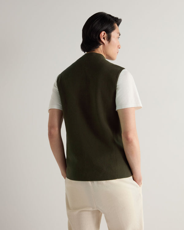 N.Peal Men's Penzance Cotton Cashmere Gilet Arabica Khaki Green