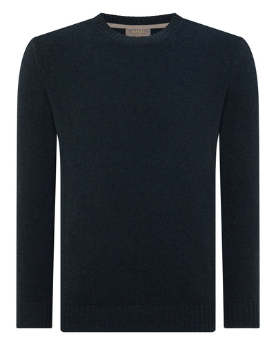 N.Peal Men's Shoreditch Round Neck Cashmere Jumper Indigo Blue