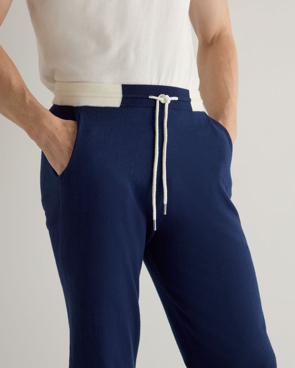 N.Peal Men's Cotton Cashmere Silk Jogger French Blue