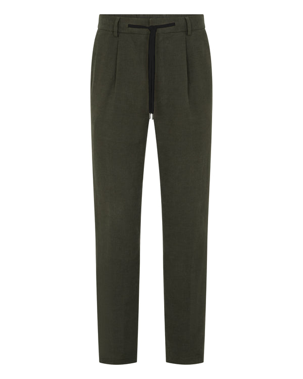 N.Peal Men's Atrani Linen Trouser Arabica Khaki Green