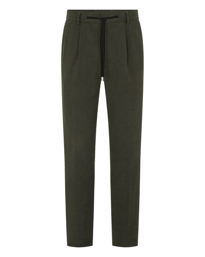 N.Peal Men's Atrani Linen Trouser Arabica Khaki Green