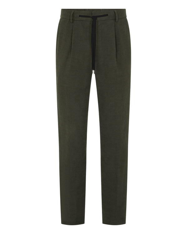 N.Peal Men's Atrani Linen Trouser Arabica Khaki Green