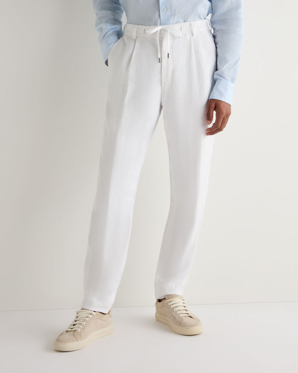 N.Peal Men's Atrani Linen Trouser White