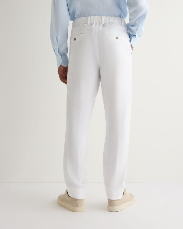 N.Peal Men's Atrani Linen Trouser White