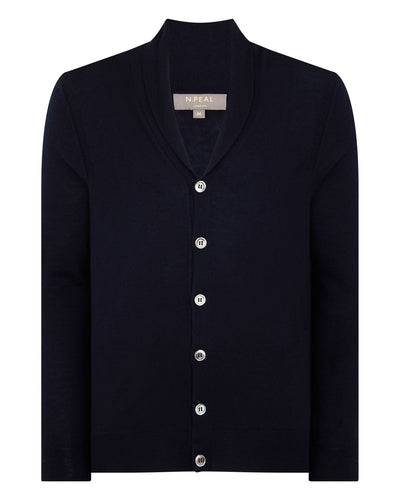 N.Peal Men's Fenchurch Fine Gauge Cashmere Cardigan Navy Blue