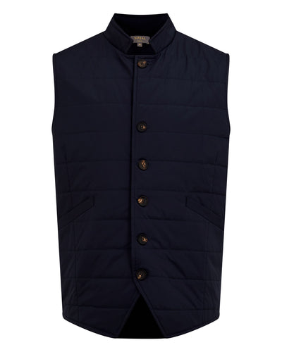 N.Peal Men's Salzburg Cotton Silk Cashmere Gilet Navy Blue