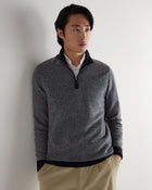 Men's Textured Birdseye Half Zip Cashmere Jumper Navy Blue