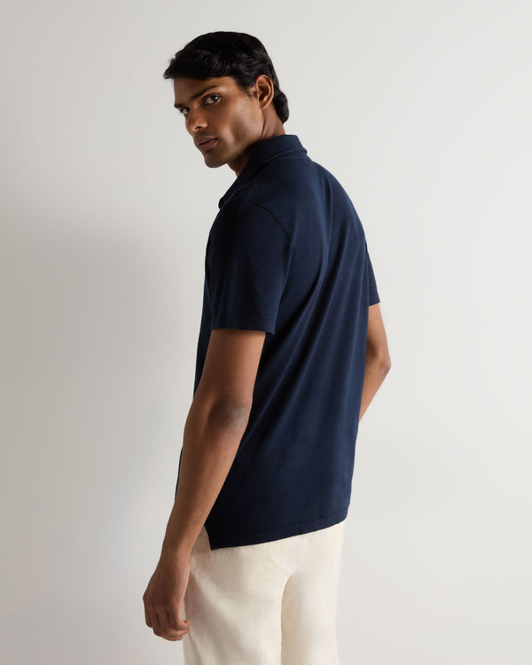 N.Peal Men's Hove Cotton Polo Navy Blue