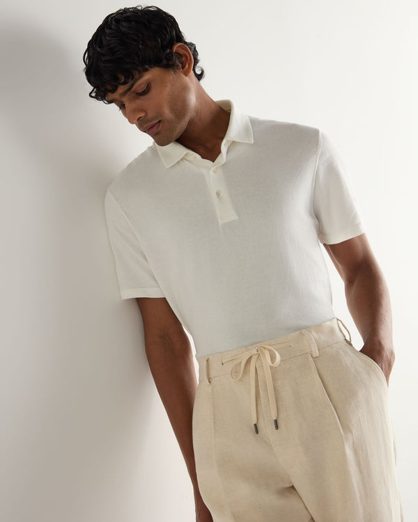 N.Peal Men's Hove Cotton Polo White