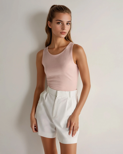 N.Peal Women's Ella Superfine Cashmere Shell Top Blush Pink