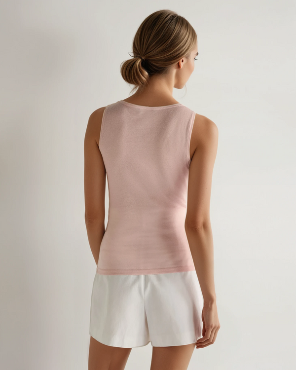 N.Peal Women's Ella Superfine Cashmere Shell Top Blush Pink