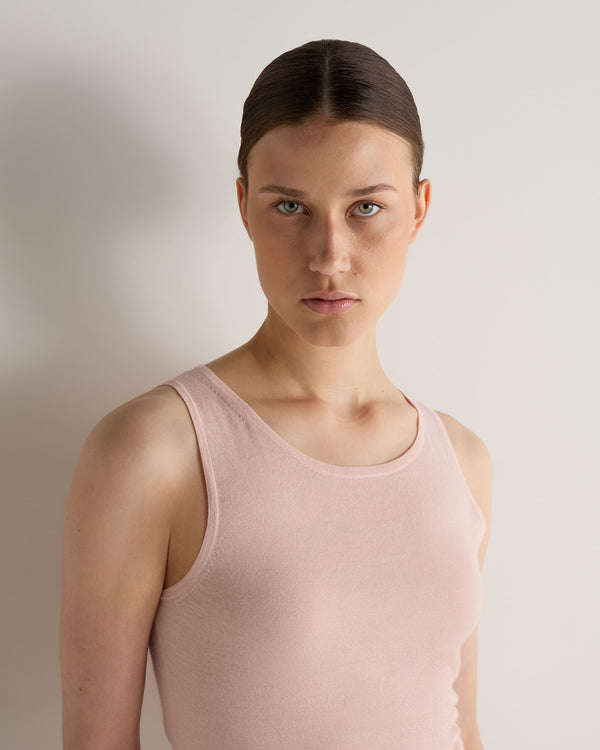 N.Peal Women's Ella Superfine Cashmere Shell Top Blush Pink