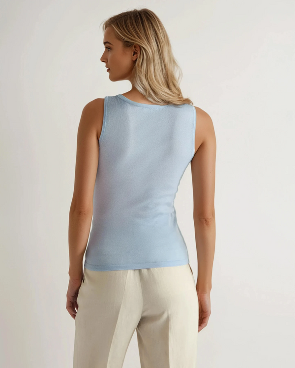 N.Peal Women's Ella Superfine Cashmere Shell Top Pale Blue