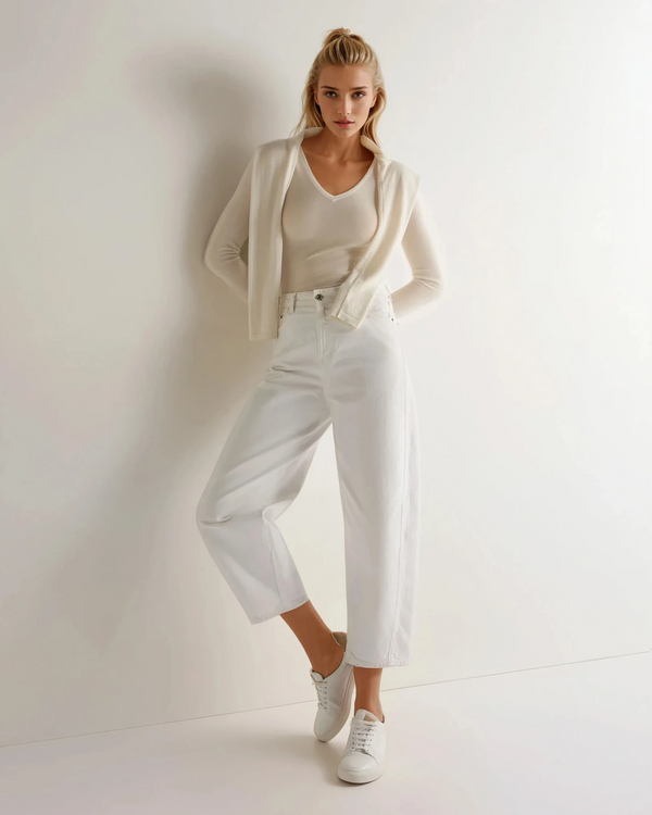 N.Peal Women's Imogen Superfine Cashmere V Neck Jumper New Ivory White
