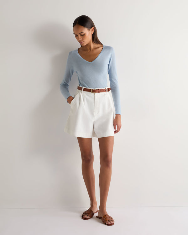 N.Peal Women's Imogen Superfine Cashmere V Neck Jumper Pale Blue