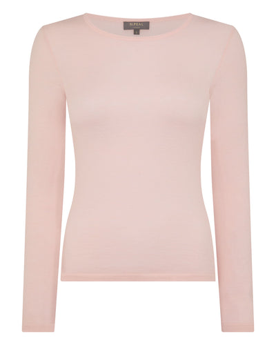 N.Peal Women's Eden Superfine Cashmere Round Neck Top Blush Pink