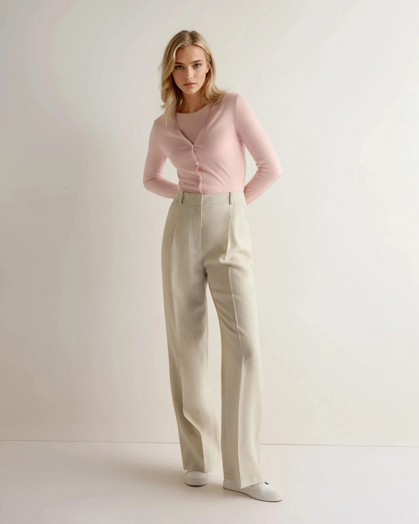 N.Peal Women's Eden Superfine Cashmere Round Neck Top Blush Pink
