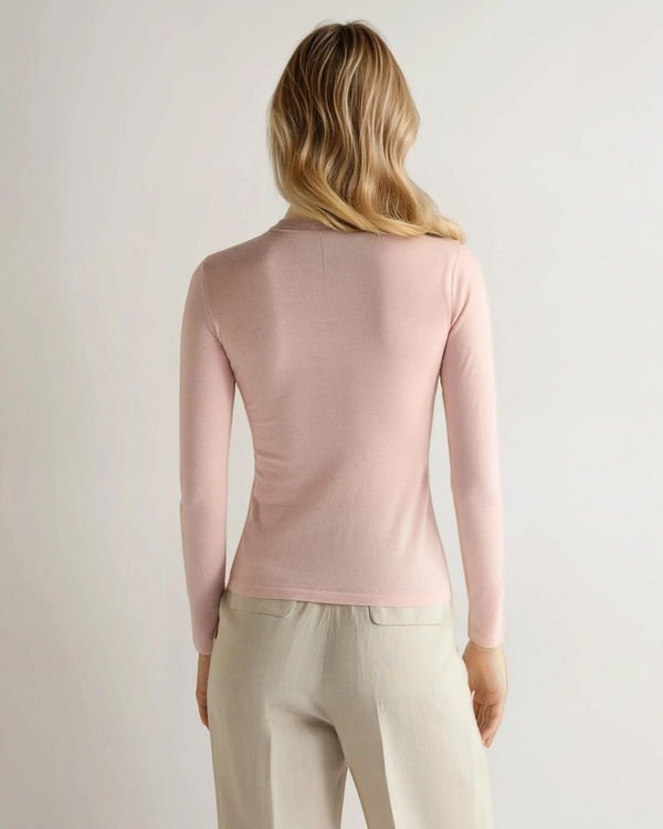 N.Peal Women's Eden Superfine Cashmere Round Neck Top Blush Pink