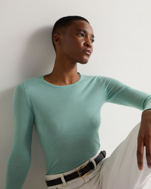 N.Peal Women's Eden Superfine Cashmere Round Neck Top Mint Green