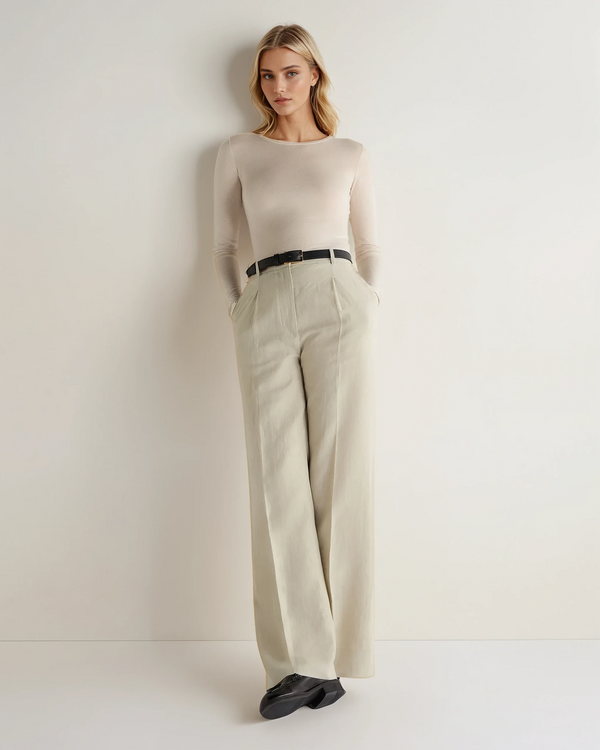 N.Peal Women's Eden Superfine Cashmere Round Neck Top New Ivory White