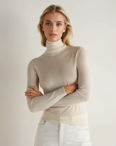 N.Peal Women's Margot Superfine Cashmere Roll Neck Jumper New Ivory White