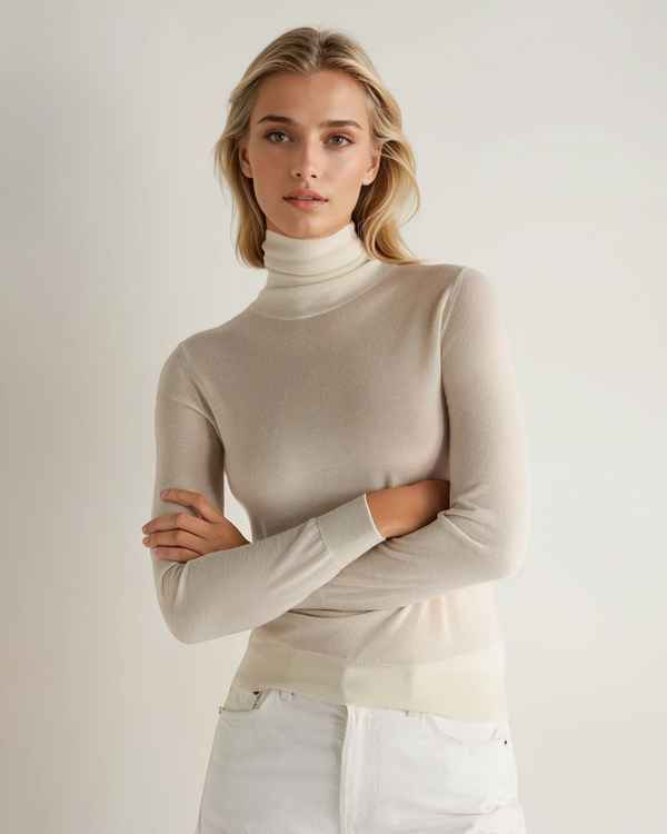 N.Peal Women's Margot Superfine Cashmere Roll Neck Jumper New Ivory White