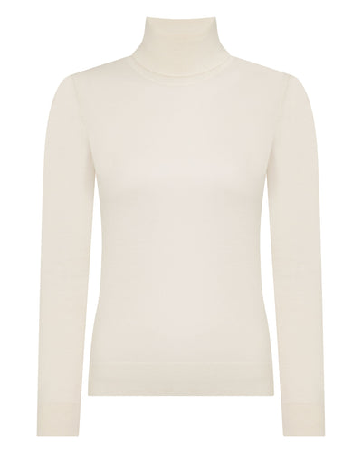 N.Peal Women's Margot Superfine Cashmere Roll Neck Jumper New Ivory White