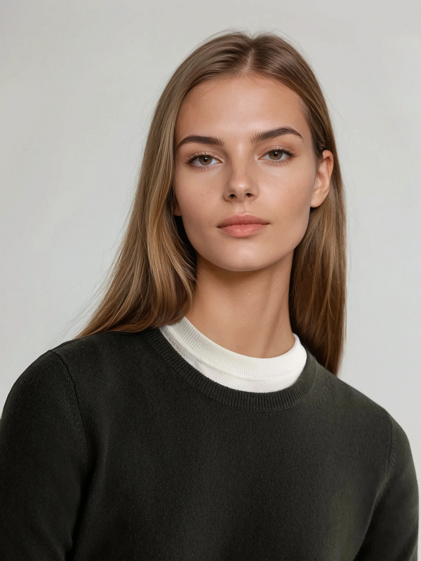 N.Peal Women's Evie Classic Round Neck Cashmere Jumper Arabica Khaki Green