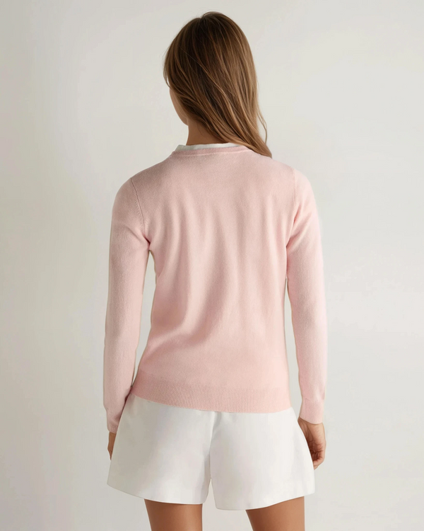 N.Peal Women's Evie Classic Round Neck Cashmere Jumper Blossom Pink