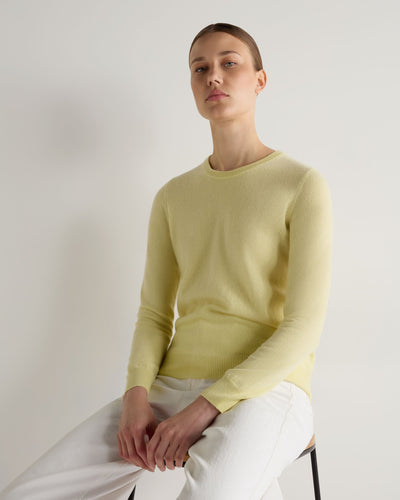 N.Peal Women's Evie Classic Round Neck Cashmere Jumper Granita Yellow