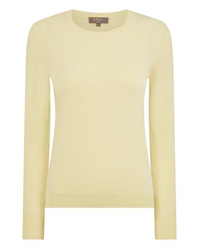 N.Peal Women's Evie Classic Round Neck Cashmere Jumper Granita Yellow