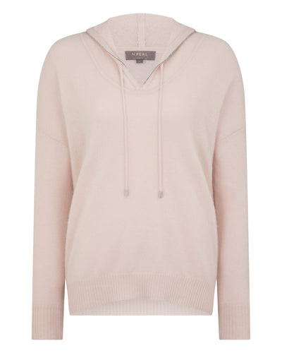 N.Peal Women's Maya Metal Trim Cashmere Hoodie Dusk Pink