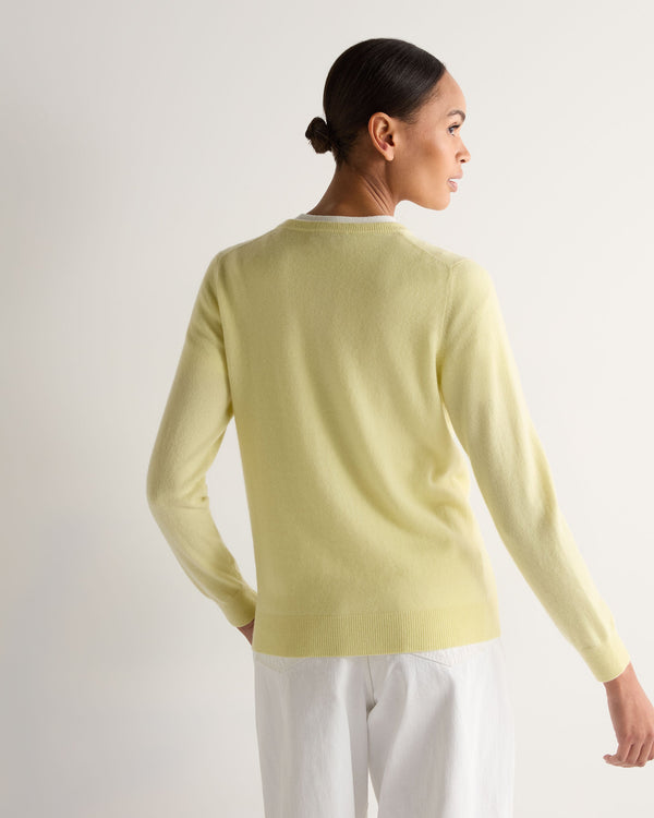 N.Peal Women's Olivia Round Neck Cashmere Cardigan Granita Yellow