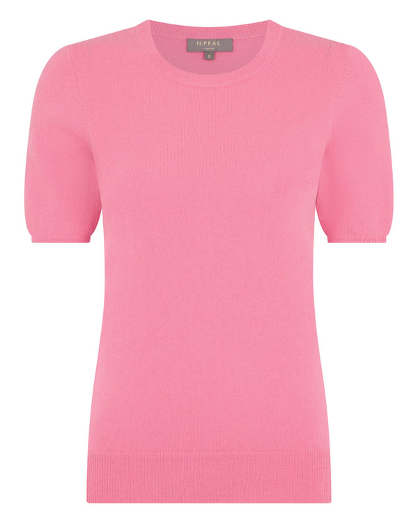 N.Peal Women's Milly Classic Cashmere T-Shirt Camellia Pink