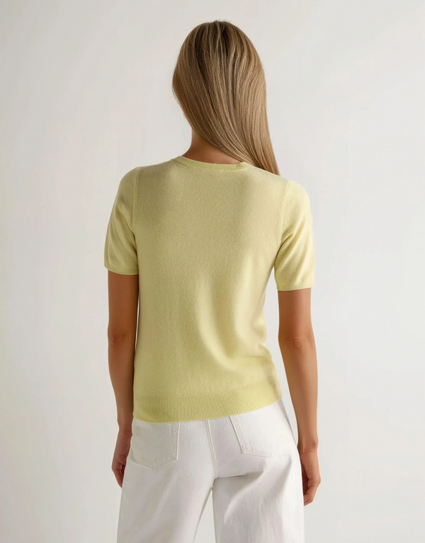 N.Peal Women's Milly Classic Cashmere T-Shirt Granita Yellow