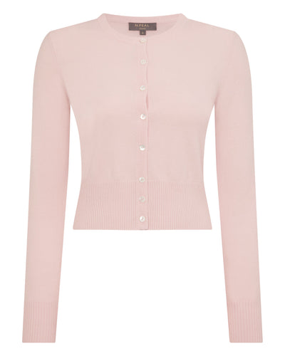 N.Peal Women's Ivy Cropped Cashmere Cardigan Blossom Pink