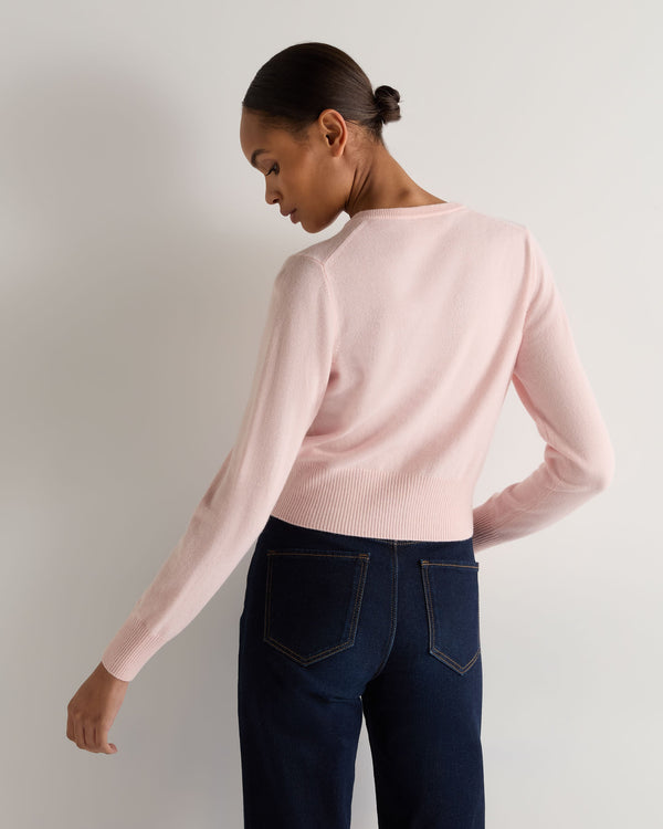 N.Peal Women's Ivy Cropped Cashmere Cardigan Blossom Pink