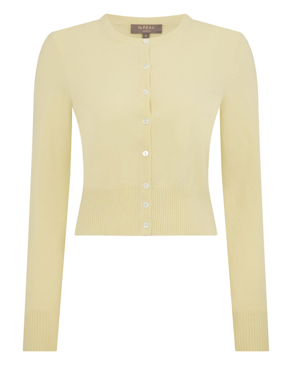 N.Peal Women's Ivy Cropped Cashmere Cardigan Granita Yellow