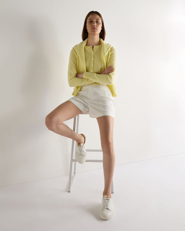 N.Peal Women's Ivy Cropped Cashmere Cardigan Granita Yellow